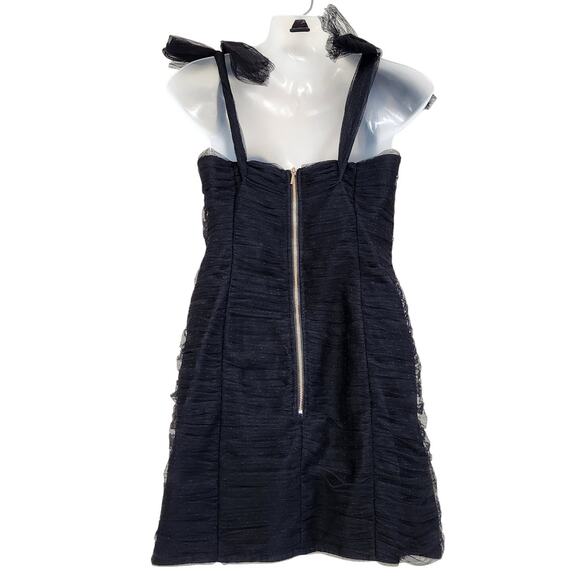 Alice McCall Goodvibes Tulle Tie Off Shoulder Fitted Mini Dress Black Size US 8 - Picture 2 of 15